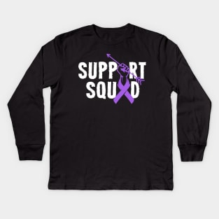 Support Squad Pancreatic Cancer Awareness purple Ribbon Kids Long Sleeve T-Shirt